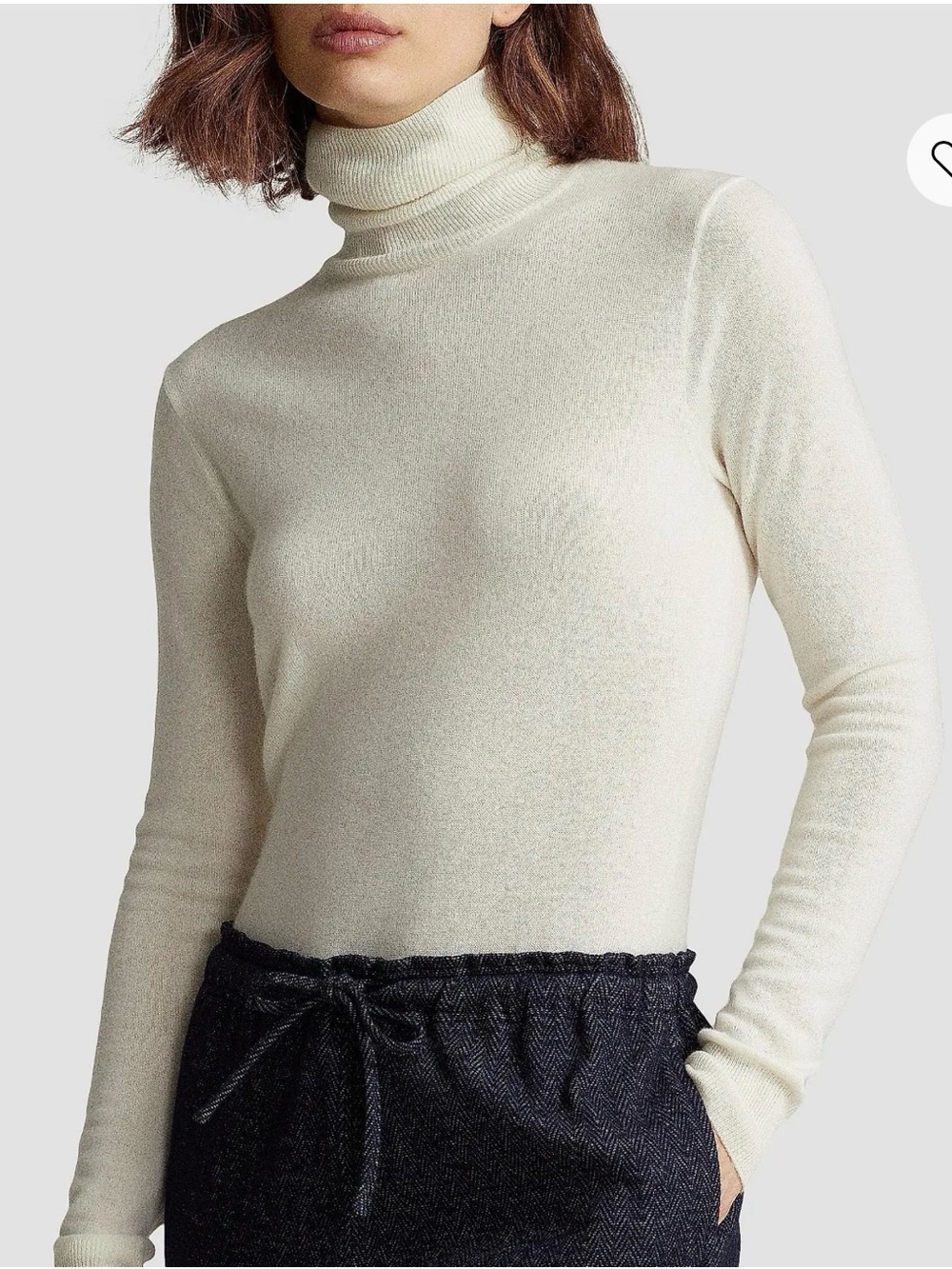 Polo by Ralph Lauren Slim Cream Cashmere Turtleneck Sweater